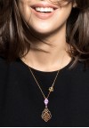 18K Rose Gold Pink Amethyst and Diamond Necklace