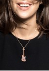 18K Rose Gold Diamond and Ruby Spinning Wheel Guitar Necklace